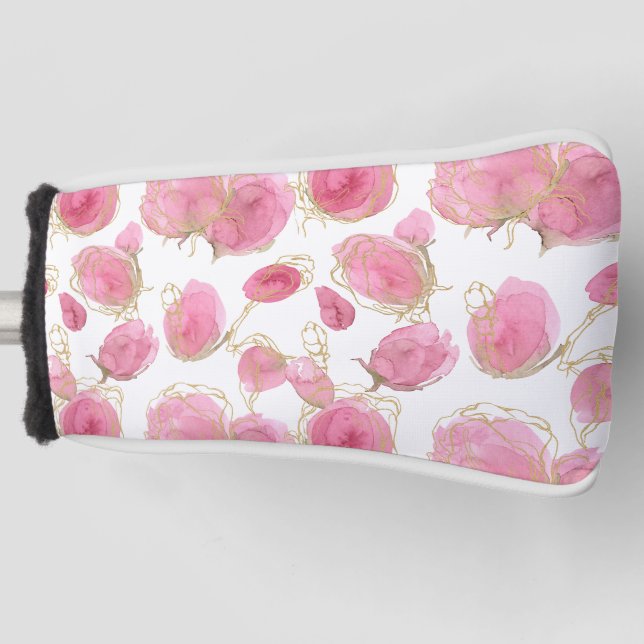 Pink roses golf head cover (Front)