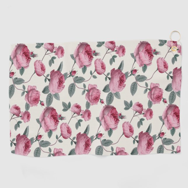 Pink Roses Golf Towel (Horizontal)