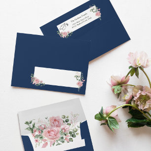 Pink Roses Graduate Cap Graduation Return Address Envelope