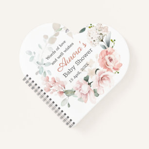 Pink Roses Greenery Foliage Baby Shower Notebook