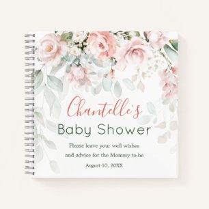 Pink Roses Greenery Foliage Baby Shower Notebook