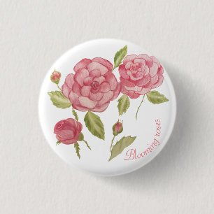Pink roses hand drawing pencil T-Shirt Cushion Tri 1 Inch Round Button