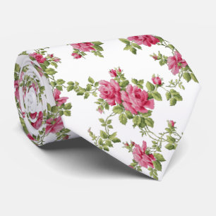 Pink Roses Hand Painted Tie