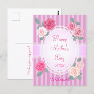 Pink Roses Happy Mother’s Day Postcard