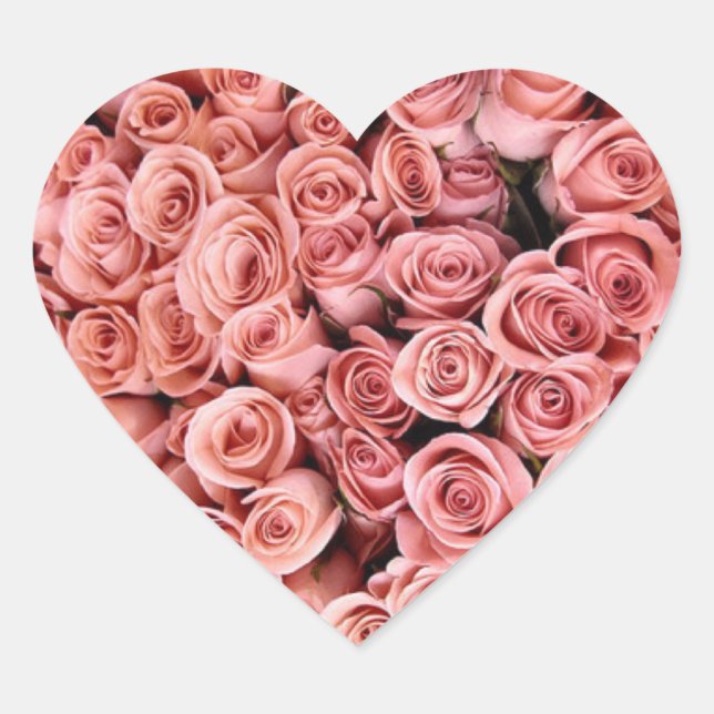 Pink Roses Heart Stickers (Front)