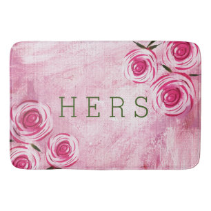 Pink Roses Hers Bath Mat