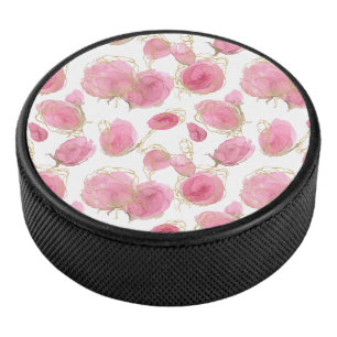 Pink roses hockey puck