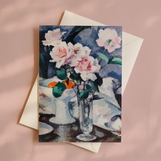 Pink Roses in a Glass Vase | Samuel John Peploe Card (Creator Uploaded)