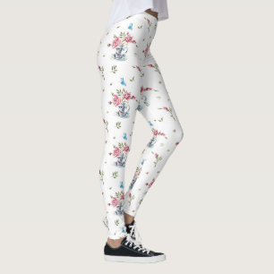 Pink Roses In A Tea Cup and Butterfly Leggings