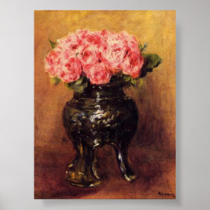 Pink Roses in China Vase - Renoir Poster