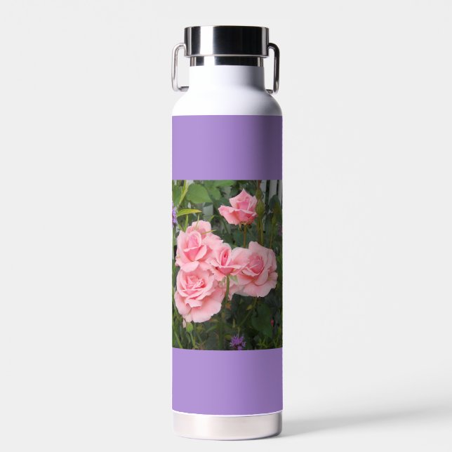 Pink Roses Insulated Water Bottle (Front)