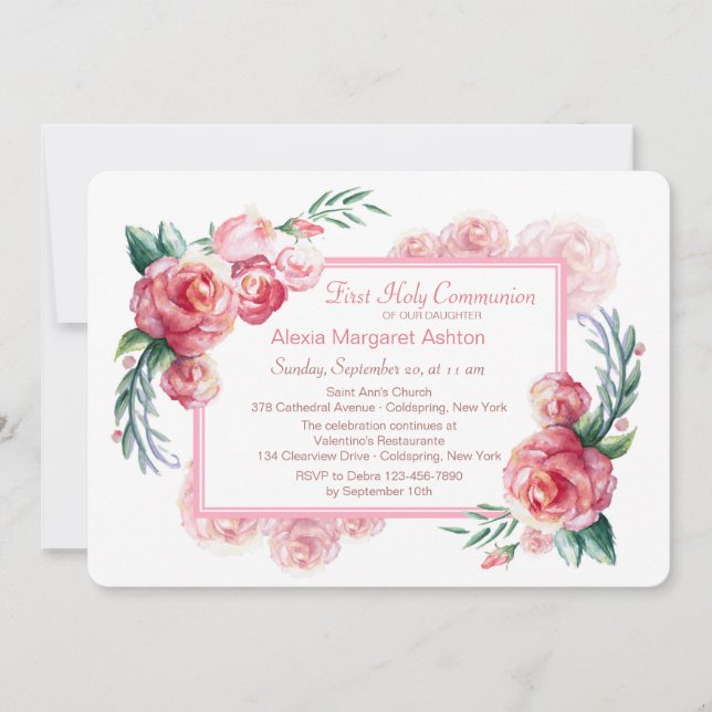 Pink Roses Invitation (Front)