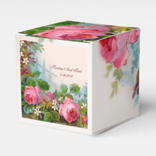 PINK ROSES ,JASMINES WEDDING GEM MONOGRAM FAVOR BOX