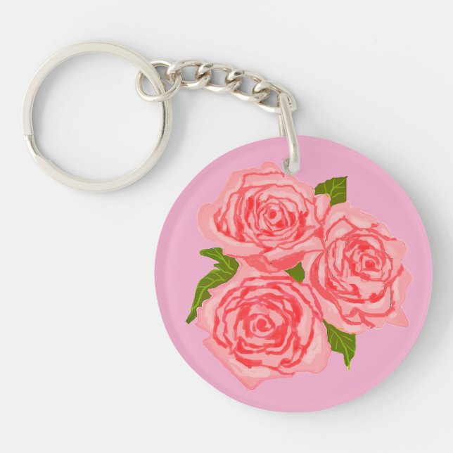 Pink roses keychain (Front)