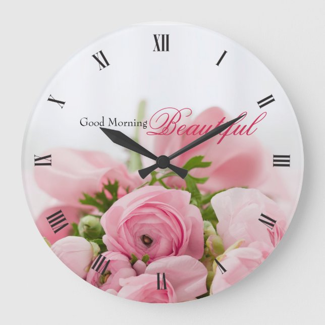 Pink roses large clock (Front)