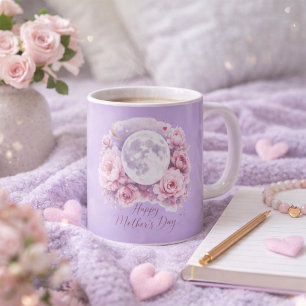 Pink Roses Lavender Moon Mug, Mother's Day Gift Coffee Mug