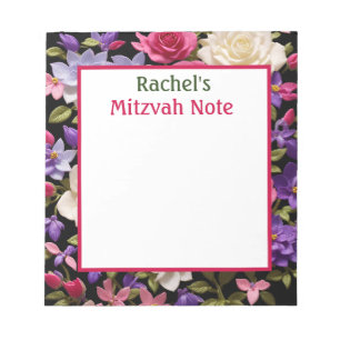 Pink Roses Mitzvah Note Girls Notepad