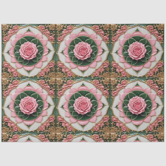 Pink Roses Modern Beautiful Collection Tissue Paper (Front)
