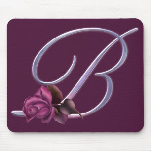 Pink Roses Monogram B Mouse Pad