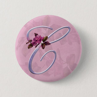 Pink Roses Monogram C 2 Inch Round Button