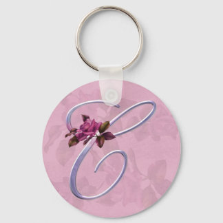 Pink Roses Monogram C Keychain