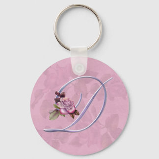 Pink Roses Monogram D Keychain