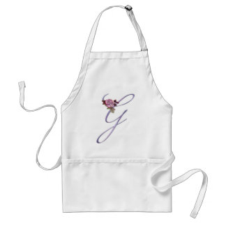 Pink Roses Monogram G Standard Apron