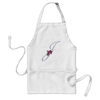 Pink Roses Monogram J Standard Apron