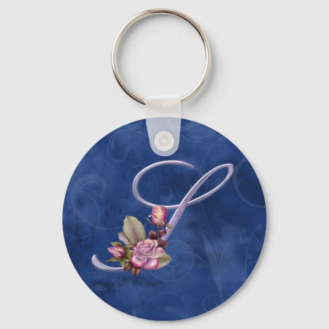 Pink Roses Monogram S Keychain (Front)
