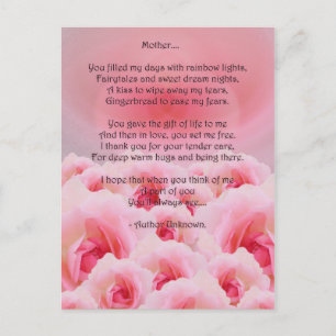 Pink Roses Mother's Day Postcard