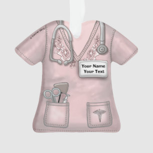 Pink Roses Nurse scrubs ornament