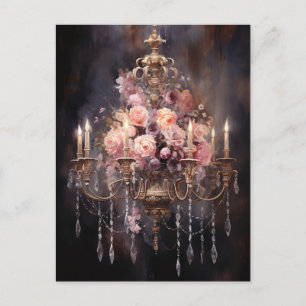 Pink Roses on a Chandelier Elegant Postcard
