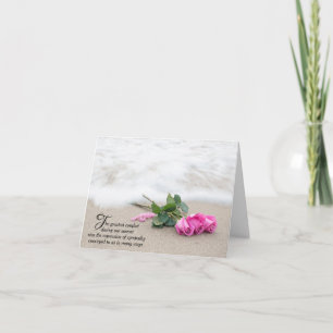 Pink Roses On Beach Sand Sympathy Thank You Card