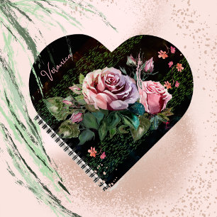 Pink Roses on black Notebook