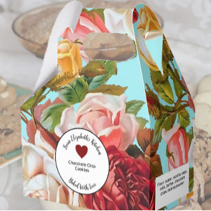 Pink Roses on Blue Baked Gifts With Ingredients Favor Box