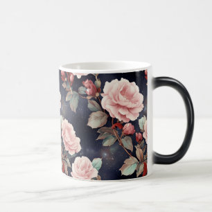 Pink Roses on Dark Sky Magic Mug