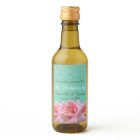 Pink Roses on Glitzy Pearl Aqua Champagne Label