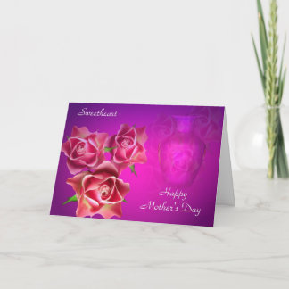 Pink Roses On Lavender Happy Mother's Day Card