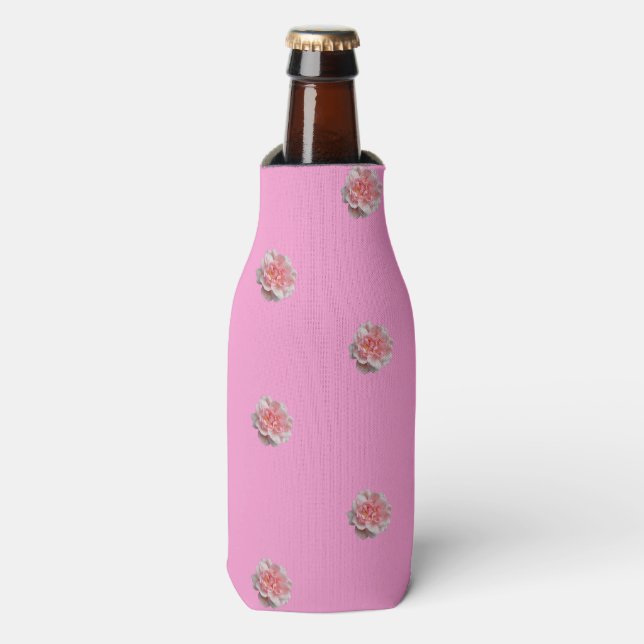 Pink Roses on Pink Bottle Cooler (Bottle Front)