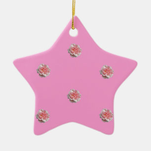 Pink Roses on Pink Ceramic Ornament