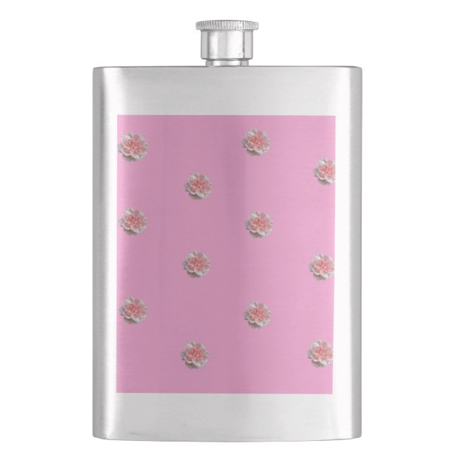 Pink Roses on Pink Hip Flask (Front)