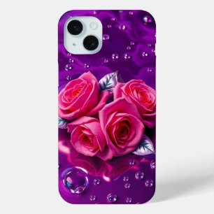Pink Roses on Purple Water iPhone Case