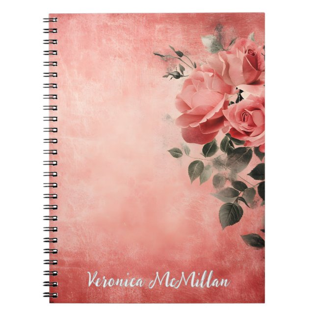 Pink Roses on the Pink Background  Notebook (Front)