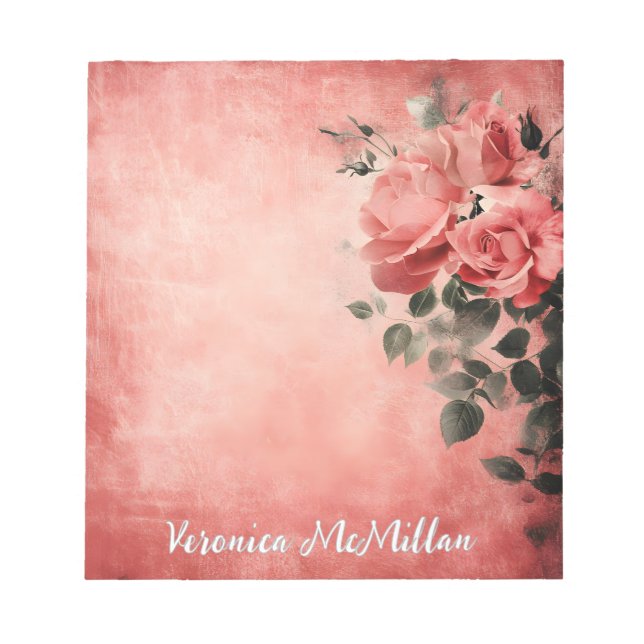 Pink Roses on the Pink Background  Notepad (Front)