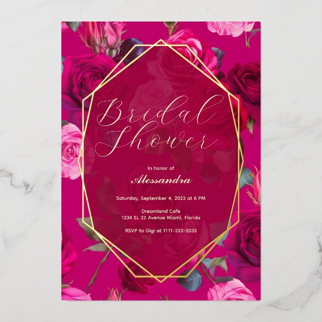 Pink Roses on Viva Magenta | Bridal Shower (Front)
