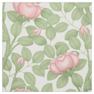 Pink Roses on white (large scale) Fabric