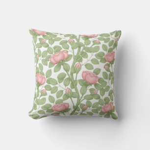 Pink Roses on white Throw Pillow