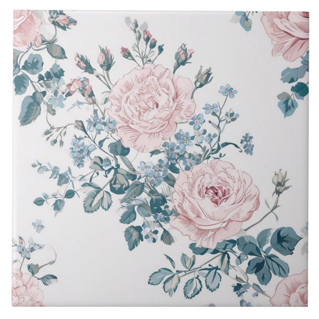 Pink Roses on White Tile (Front)