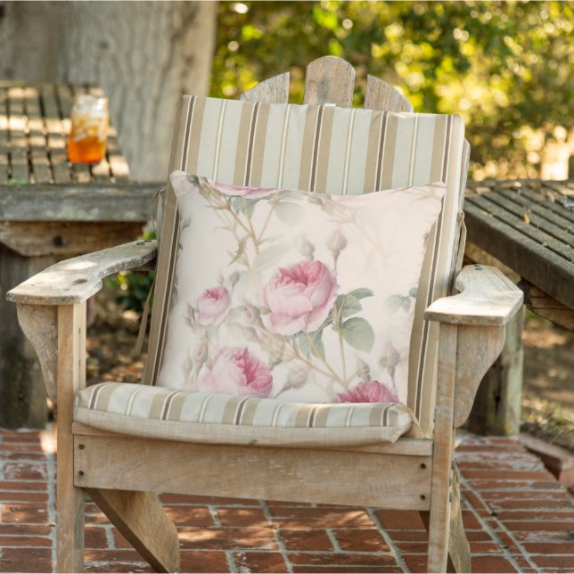 Pink Roses Outdoor Pillow (Chair)