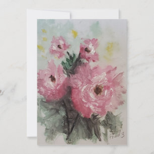 Pink Roses Painting Card